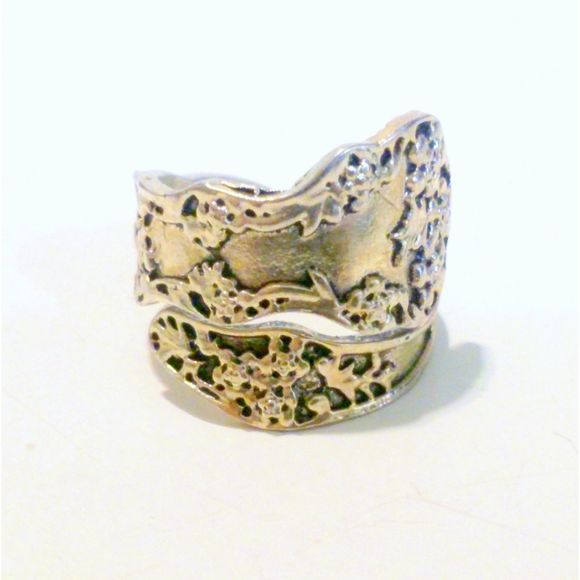 Vintage Silver Tone Flatware Style Bypass Ring Size 9 - Picture 1 of 4